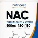 Nutricost N-Acetyl L-Cysteine (NAC) 600mg, 180 Capsules - Non-GMO, Gluten Free