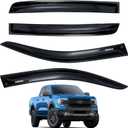 AUXKO Rain Guards for Ford Ranger 2024 2025 XL XLT Lariat Raptor, Window Vent Visor Accessory - Tape-On Rain Guard Window Visors for Ford Ranger, Truck Side Window Wind Deflectors & Visors Smoke Black
