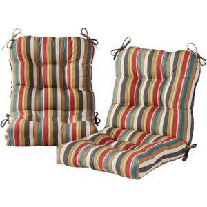 Greendale Home Fashions Outdoor Seat/Back Chair Cushion, Set of 2, Adobe Stripe 2 Count