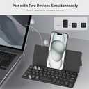 CACOE Wireless Keyboard with Stand, Mini Keyboard for Cell Phone, Ultra-Slim Portable, Foldable, Dual-Channel QWERTY with Stand Holder for Smartphone and More iOS Android Windows, Black