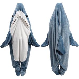 Gudina Shark Blanket Hoodie Onesie, Shark Onesie Adult, Sharks Sleeping Bag for Kids (M: for 53-57 Inch Height)