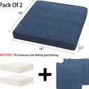 Magpie Fabrics Indoor Outdoor Waterproof Square Chair Cushion, 18" x 18" x 2.5", 2 Pack, Water Resistant Seat Cushions, for Patio Garden Office, Navy Textured