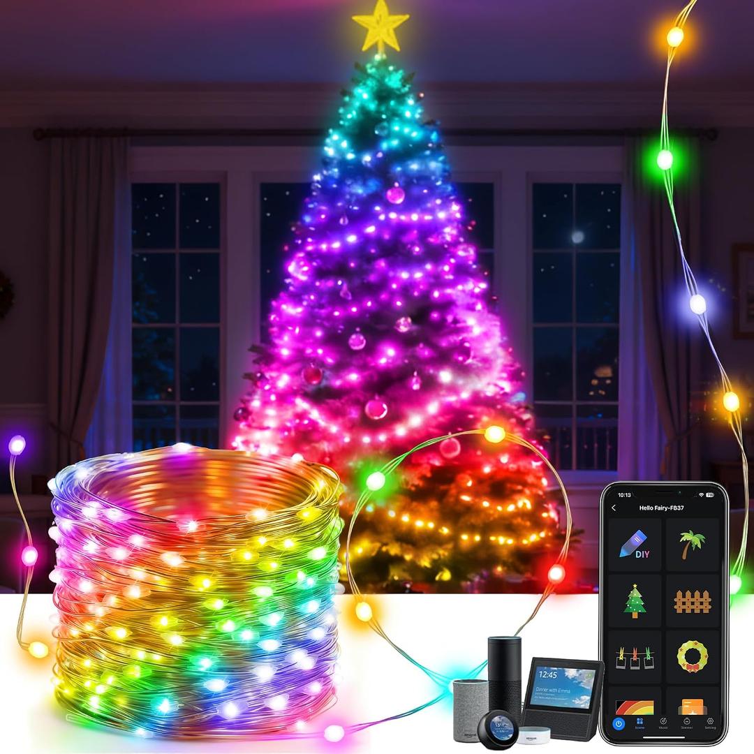 66FT 132 LEDs WiFi Smart Christmas Tree Lights, Alexa Voice Controlled RGB Fairy Lights with App, Music Sync LED Party Lights for Xmas Tree & Home Holiday Decor