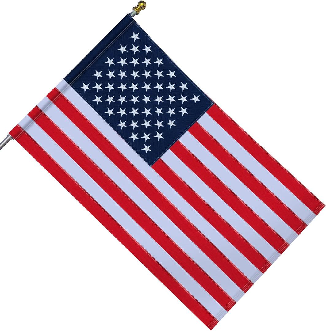 American Flag 2.5x4 Ft Pole Sleeve Banner Style-Embroidered Stars, Sewn Stripes, UV Protected, Heavy Duty Durable Polyester USA US Outdoor Indoor Flags (Pole NOT Included)
