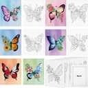 COCHIE 6 Pack 8x10 Inches Butterfly Flower Pre Drawn Canvas to Paint for Sip and Paint Party, Pre Printed Framed Canvases Set, Butterflies Pre Sketched Canvas for Painting for Adults Kids
