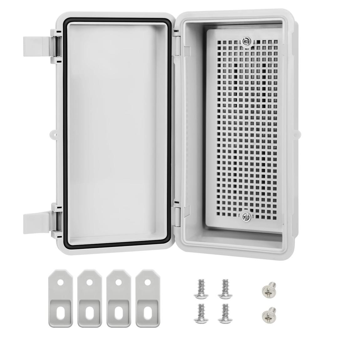 Junction Box ABS Plastic IP65 Waterproof Dustproof Universal Electrical Enclosure Hinged Shell Outdoor and Indoor Usage Project Box, 7.9"x 3.9"x 2.7"(200x100x70mm), Grey
