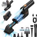 Pet Hair Handheld Vacuum, 35000Pa Brushless Motor Vacuum Cleaner and Air Duster, 3-Speed Adjustable Cordless Mini Car Vacuum Cleaner with LED Light and Multi-Nozzles for Car, Pet, Home