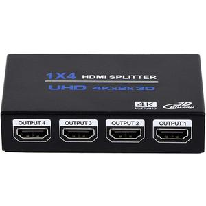 1x4 HDMI Splitter, 1 in 4 Out HDMI Splitter Audio Video Distributor Box Support 3D & 4K x 2K Compatible for HDTV, STB, DVD, PS3, Projector Etc, Duplicate/Mirror Screen Only (Not Extend)