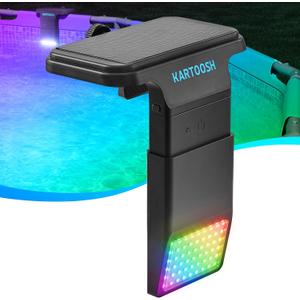 KARTOOSH Upgraded Solar Pool Lights for Metal Frame Above Ground Pools | Extendable 10000mAh Wireless Underwater LED Lights, 29 RGB Colors 4 Modes, Light Sensing, Timer, Remote Control, Waterproof