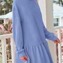 PRETTYGARDEN Womens Patchwork Sweatshirt Dress 2025 Fall Casual Long Sleeve Crewneck Pullover Cute Babydoll Mini Dresses (Sky Blue,X-Large)