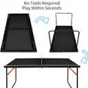 SculPong 4.5FT Ping Pong Table Foldable Table Tennis Table with Net, Paddles and Balls, MDF Multi-Use Family Game Table Assembly Free for Kid Child Teenager Adult, Small Compact Portable Black Table