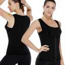 NonEcho Women Sauna Sweat Suit Sleeve Spa Cami Hot Neoprene Slimming Workout Vest Body Shaper Waist Trainer Top (Black, XL)