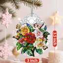 Christmas Ornaments - Butterfly & Rose Stained Glass Ornament | Christmas Tree Decorations | Hanging Ornaments for Home Decor | Holiday Decor | Xmas Decorations Xmas Gifts & Holiday Present
