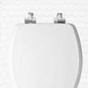 Mayfair Bennett Toilet Seat with Chrome Hinges, Slow Close Wood Seat, Secure Metal Hinges, Easy Install, Made in USA, Round, White