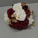 White Burgundy Rose Wedding Bouquets for Bride Bridesmaid Artificial Flowers Bridal Wedding Tossing Bouquets for Wedding Church Bridal Shower Ceremony Anniversary (White + Wine Red Rose)