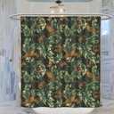 William Morris Style Shower Curtains,Mid Century Vintage Birds Flower Abstract Art Print Shower Curtains for Bathroom Decor Fabric Waterproof Upholstery Hook 72x72in