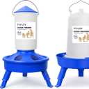 Chick Feeder and Waterer Set with 3 Adjustable Height, Scoop, 0.4Gal Top Fill Chick Feeder and 0.4Gal Waterer Anti-Drown for Raising Chicks in Brooder Blue