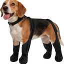 Waterproof Dog Boots for Small Dogs, Anti-Slip & Fall Dog Suspender Boots Adjustable Pet Shoes Paw Protector, All-Weather Outdoor Dogs Booties for Winter Snow Rain Hiking, Black S