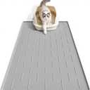 Pieviev Silicone Cat Litter Trapping Mat, 34''x22'' Large Cat Litter Mat, Easy to Clean & Soft on Kitty Paws, Waterproof Kitty Litter Pads for Indoor Cats, Light Grey