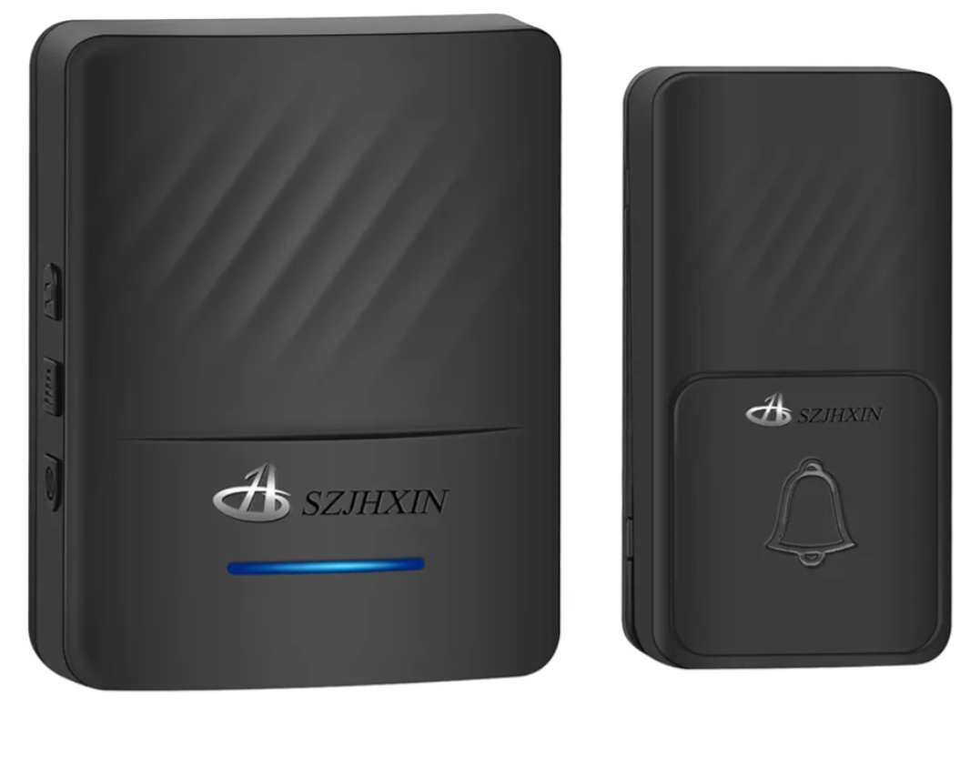 SZJHXIN Wireless Doorbell, Self-powered Doorbell Kit with 1 Self-powered Push Button and 1 Plug in Receiver Door Chime, Over 590 Feet Range and 50 Chimes, No Battery Required Push Button(Black)