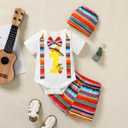 Mexico Themed Boy's 1st Birthday Outfit - One Year Old Infant Shorts Set (12-18 Months, White)