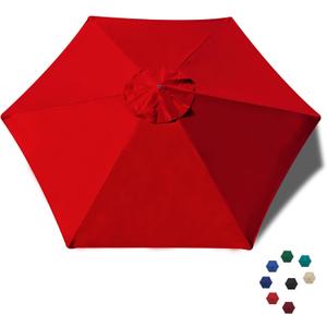 EliteShade USA 7.5FT Replacement Covers 6 Ribs Market Patio Umbrella Canopy Cover (CANOPY ONLY) (Red)