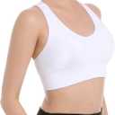 Sports Bras for Women, Criss-Cross Back, Adjustable Wire-Free Medium Support Workout Bra with Removable Cups (X-Large, Snow White)