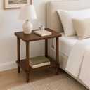 2-Tier Solid Wood End Table with Shelf, Side Table in Walnut Finish, 18.9"L x 15.7"W x 21.7"H