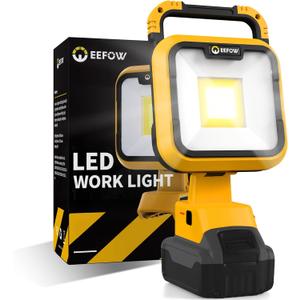EEFOW Work Light for Dewalt Battery: Portable 2 COB Lamp 6400Lumen Bright - 64W LED Lighting for Dewalt 18V 20V Max Battery Operated Worklight for Outdoor Construction (No Batteries)