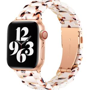 Bestig Resin Band Compatible with Apple Watch Bands for Women , Lightweight Waterproof Strap for iWatch Series 11 10 9 8 7 6 5 4 3 2 1 SE Ultra Men(Nougat White), Size: 38mm/40mm/41mm/42mm(Series 11 10)
