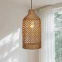 Rattan Pendant Lights Kitchen Island, Handwoven Boho Ceiling Pendant Light with Wicker Lampshade, Farmhouse Rustic Chandelier Hanging Lamp for Bedroom, Dining Room, Living Room, Entryway, Foyer