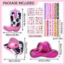 119pcs Cowgirl Boot Piñata Western Hat Piñata with Blindfold Hitting Stick Confetti Balloons Snap Bracelets Stickers for Birthday Party Supplies (16.53 x 11.81 x 2.75 inch)
