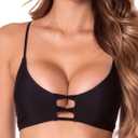 RELLECIGA Women's Strappy Bikini Top (Large, Black)