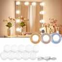 LED Vanity Lights For Mirror, Consciot Hollywood Style With 10 Dimmable Bulbs, Adjustable Color & Brightness, USB Cable, Stick on for Makeup Table Dressing Room Mirror