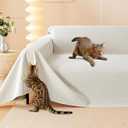 Cat Scratch Furniture Protector - Anti-Slip, Waterproof Sofa Cover to Keep Cats Off, Pet-Friendly Couch Protectors for 3 Cushion Couch, Beige Anti-Scratch Couch Cover for Pets and Kids 118"X71"