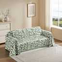 Boho Couch Cover for Dogs Washable Chenille Sofa Covers Reversible Sofa Slipcover Pet Friendly for Sectional Sofa, 2 or 3 Cushion Couch (Boho2 Sage Green, 71" x 134")