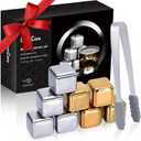 EooCoo Whiskey Stones Gift Set, Fathers Day Dad Gifts for Husband, 8 Pack Reusable Ice Cubes for Drinking, Men Whiskey Lovers, Bourbon, Cognac, Scotch, Gin, Wine Beverage (Square)