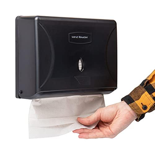 Mind Reader Paper Towel Dispenser, Tri-Fold Towel Holder, Restroom, Wall Mount, Bathroom, Black