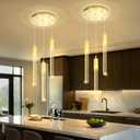 Flashing God Mini Gold Crystal Chandelier Integrated LED Pendant Light for Kitchen Island 3 Light Chandeliers Pendant Lighting with Remote Control