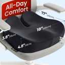 5 STARS UNITED Seat Cushion - Memory Foam Chair Cushion for Tailbone Pain Relief - Ergonomic Support for Coccyx, Sciatica & Butt - Office, Desk & Gaming Chair, Car Seat, Wheelchair, Black Suede, XX-Large