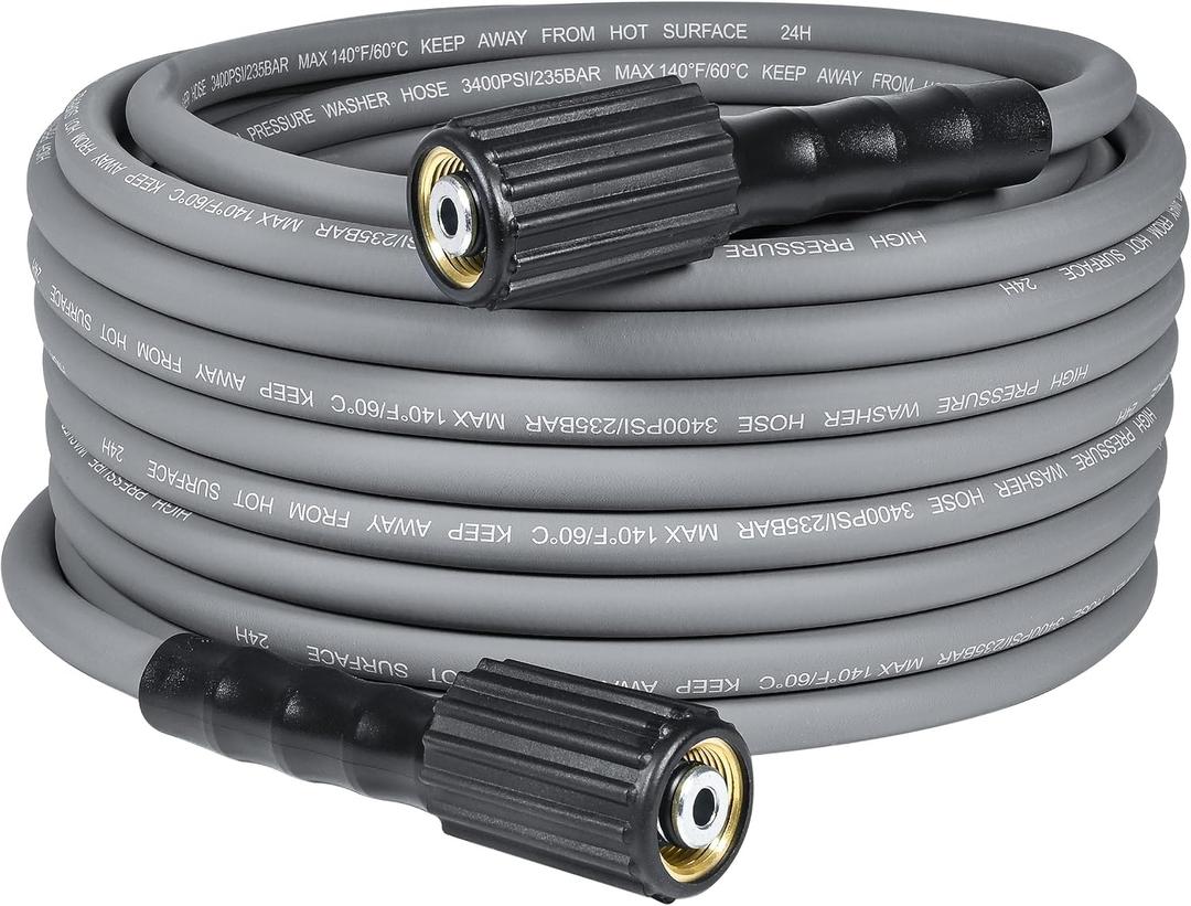 25FT Kink Resistant Pressure Washer Hose, 1/4" Power washer hose with M22 Fittings, High pressure hose Replacement for Troy Bilt, Simpson, Ryobi, Craftsman, and More, 3400PSI
