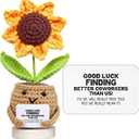 Gossby Handmade Positive Sunflower Doll Crochet with Card - Women Coworker Appreciation Gift - Retirement, Farewell, Goodbye, Leaving, Going Away Gift for Coworker - Good Luck Finding Better Coworkers (Finding Better Coworkers)