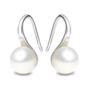 925 Sterling Silver Hoop Handpicked AAA+ Quality 7.5-8mm White Freshwater Cultured Pearl Dangle Drop Earrings Jewelry for Women