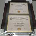 Yaetm Vertical Double Diploma Frame 14x20 for Two 8.5x11 Certificates, Degrees, Documents, Tempered Glass with Black Over Gold Acid-free Mats, Dual Diploma Frames, Mahogany/Black