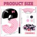 15.7 x 11.5 x 3 Inch Pink Bow Number 3 Pinata,Pink Bow Birthday Decorations, Fillable Hanging Piata with Stick Blindfold Confetti for Girls Boys 3rd Anniversary Party Decorations