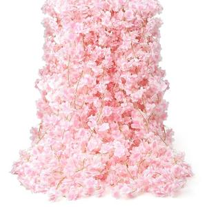 AWARDSEN 23.6FT Pink Cherry Blossom Garland 4pcs Pink Flowers Garland Silk Cherry Blossom Vines Hanging for Wedding Party Sakura Cute Spring Decor