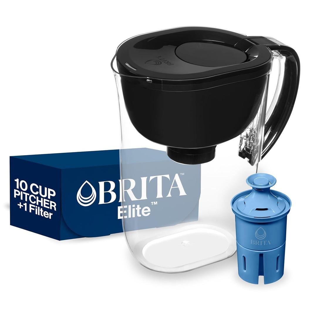 Brita Everyday Elite Water Filter Pitcher, Removes 99% of Lead, Includes 1 Filter, 10-Cup Capacity, Black