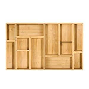 JOCHER Bamboo Drawer Organizer Set, Multi-Purpose Bamboo Organizer, Wooden Storage Organizers for Kitchen, Bathroom, Makeup Desk, Office Desk, Jewelry, Utensils, Tea Drawer