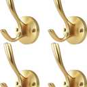 ZUONAI Gold Hooks 4 Pack Towel Hooks Gold Brushed Gold Wall Hooks Heavy Duty Metal Coat Hooks for Hanging Coats and Hat Hooks Wall Mounted Towel Hook for Bathrooms