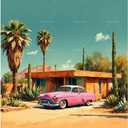 Vintage Car Paint by Numbers Kit for Adults - DIY Pink Classic Car Painting on Canvas, Acrylic Paint Set, Suitable for Beginners, Art for Home Decoration or Gifts(16X20IN Framed)